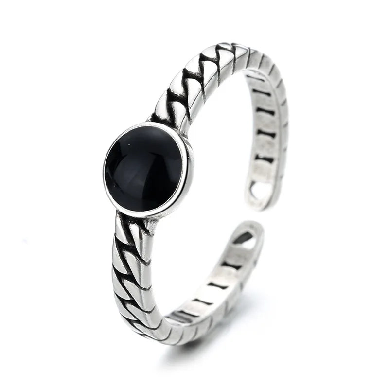 VENTFILLE 925 Silver New Thick Simple Wave Light-shaped Solid Double-layer Rings Trendy Couple Ring Female Gift