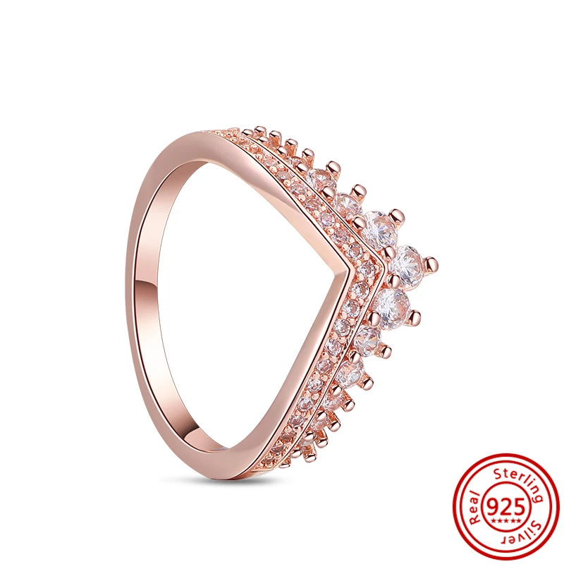 925 Sterling Silver Original Rose Gold Plated Fashion Women Ring Flower Green Zircon Design Jewelry Exquisite Wedding Gift Rings