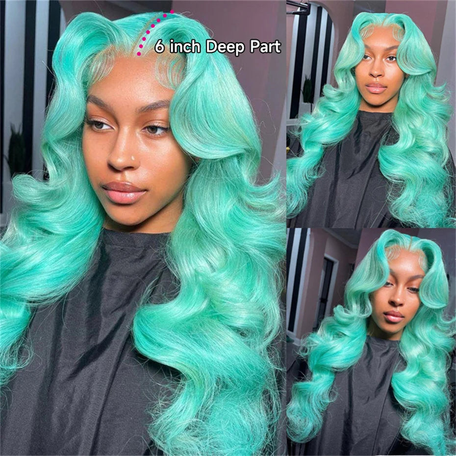 Teal Blue, Pink, Purple & Mint Green 13x6 Lace Front Colored Wig – Body Wave Pre-Plucked