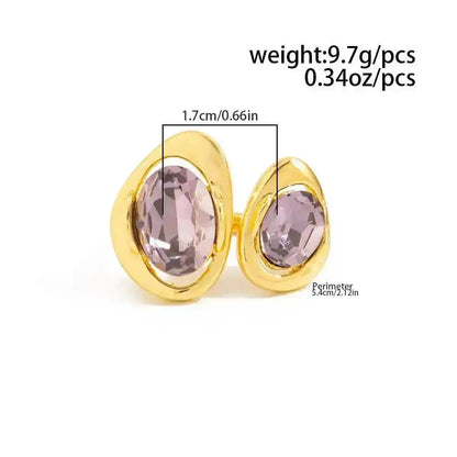 KunJoe Trendy Charm Acrylic Rhinestone Rings Women Vintage Luxury Metal Geometric Finger Ring Daily Wear Jewelry Accessorioes