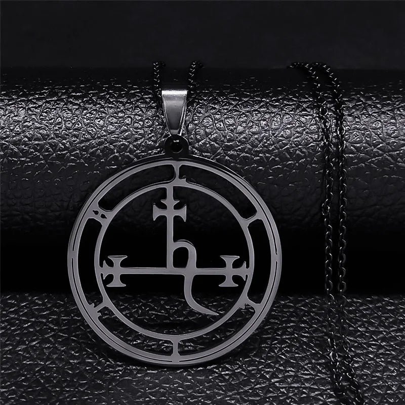Stainless Steel Demon Seal Necklace Men/Women Silver Color Satan LILITH Necklaces & Pendants Jewery colares feminino N1331S03