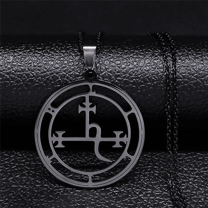 Stainless Steel Demon Seal Necklace Men/Women Silver Color Satan LILITH Necklaces & Pendants Jewery colares feminino N1331S03