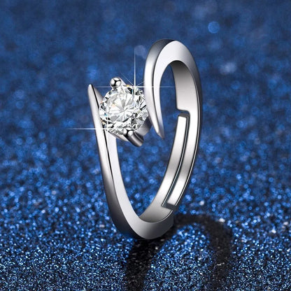925 Sterling Silver Zircon Adjustable Engagement Rings For Women Wedding Elegant Jewelry Ladies Accessories Gifts R058