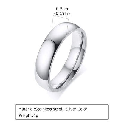 High Polished Stainless Steel Wedding Band Ring for Women Men 2/3/4/5/6mm Gold Plated Smooth Couple Rings Engagement Jewelry