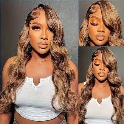 4/27 Highlight Honey Blonde Body Wave HD Lace Frontal Wig – Pre-Plucked 13x4 & 13x6