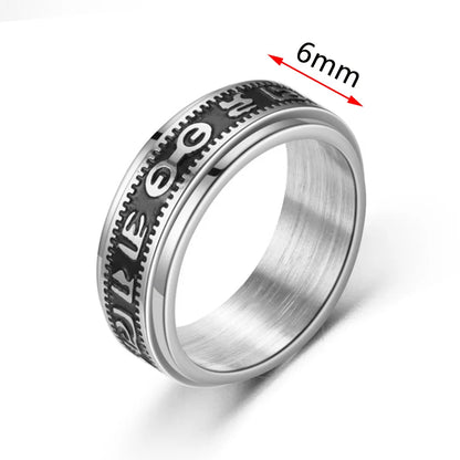 Fidget Spinner Anxiety Rings For Women Men Spinning Rotate Antistress Printing Stainless Steel Ring Accessories Trendy Jewelry
