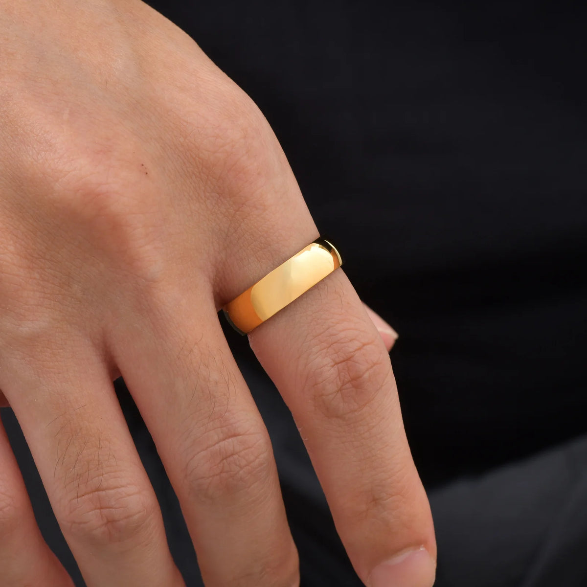 High Polished Stainless Steel Wedding Band Ring for Women Men 2/3/4/5/6mm Gold Plated Smooth Couple Rings Engagement Jewelry