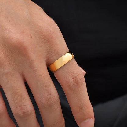 High Polished Stainless Steel Wedding Band Ring for Women Men 2/3/4/5/6mm Gold Plated Smooth Couple Rings Engagement Jewelry