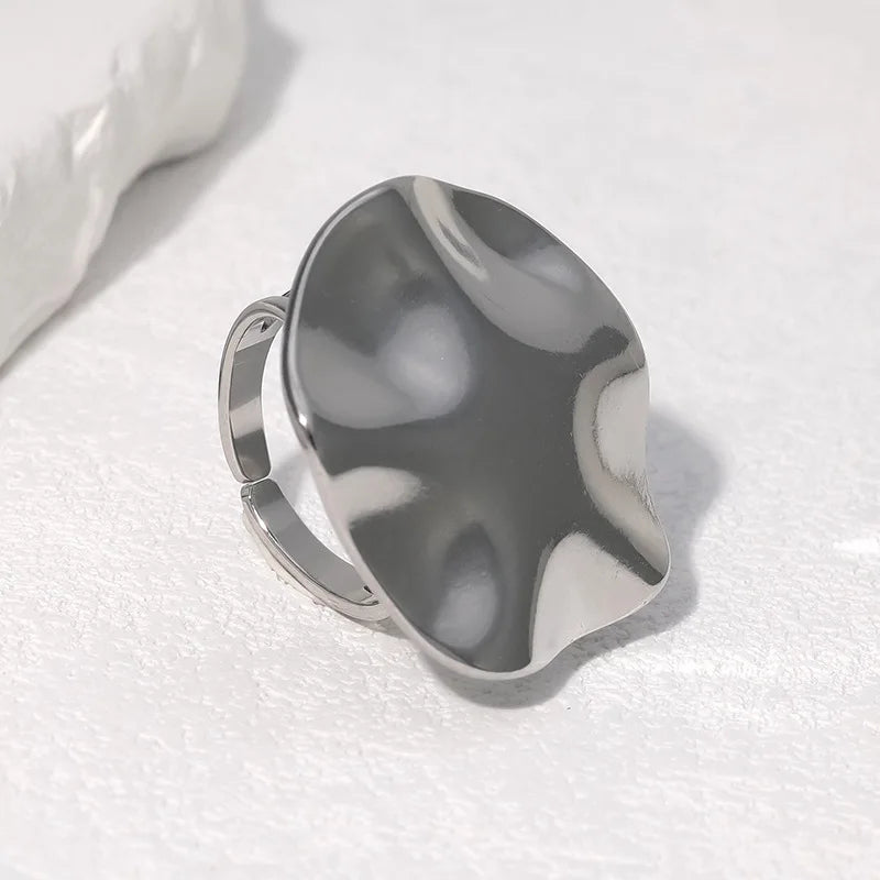 Vintage Stainless Steel Pleated Rings Woman And Men Jewelry Personalized Adjustable Opening Ring Couples Gift Items