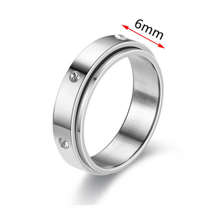 Fidget Spinner Anxiety Rings For Women Men Spinning Rotate Antistress Printing Stainless Steel Ring Accessories Trendy Jewelry
