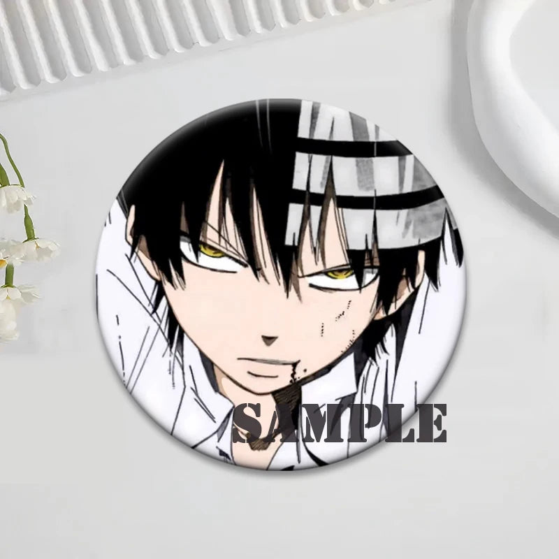 Soul Eater Brooches Anime Figure Lapel Pins Maka Albarn Death The Kid Cartoon Badge for Backpack Accessories Clothes Decoration