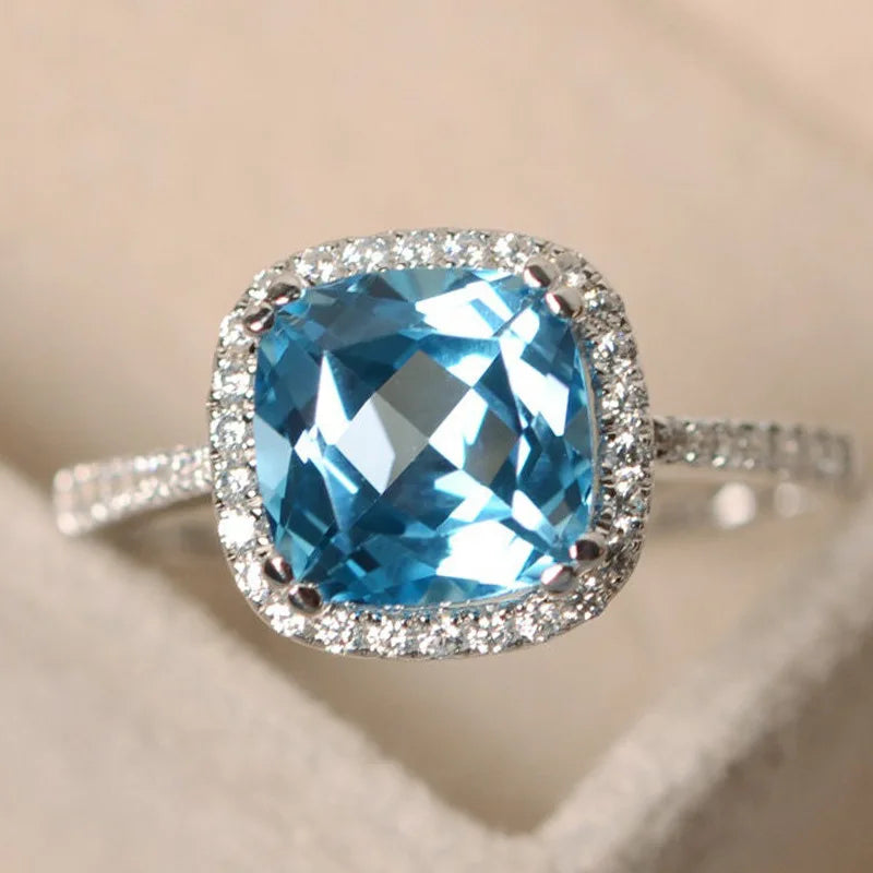Silver Plated Women's Rings Set with Ruby Emerald Sapphire - Wedding Engagement Fashion Jewelry Wholesale Sizes 6 to 10