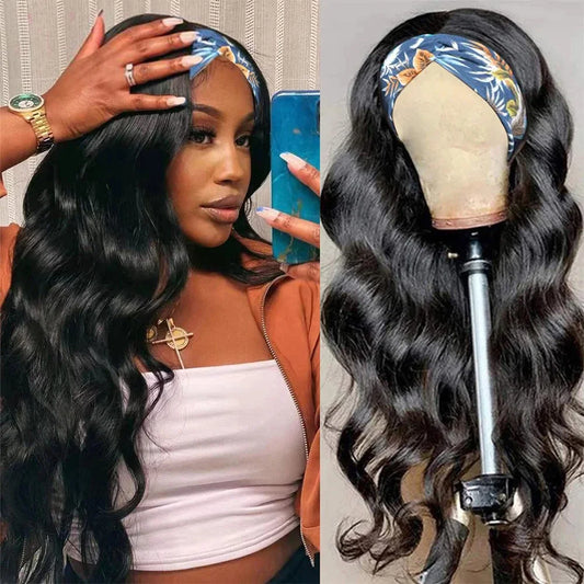 Body Wave Headband Wig – Human Hair 180% Density, Glueless Ready-to-Wear