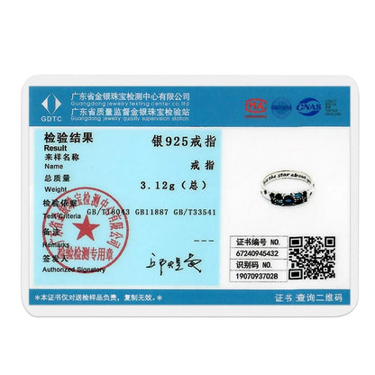 925 Sterling Silver Starry Ring Simple Generous Blue Zircon Luxury High Quality For Women Rings Wedding Party Fine Jewelry Gift