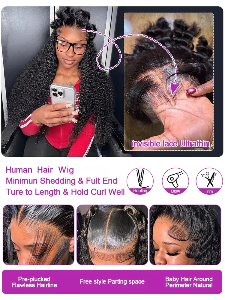 300% Density Deep Water Wave Curly Glueless HD Lace Wig – Vietnamese Hair 13x6 & 7x5
