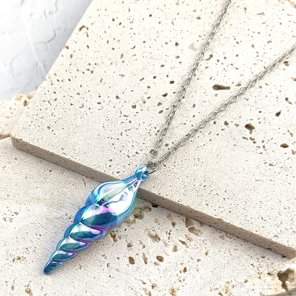 Stardew Valley Mermaid's Pendant Cosplay Necklace Blue Screw Pendant Choker Fashion Collarbone Chain Accessories