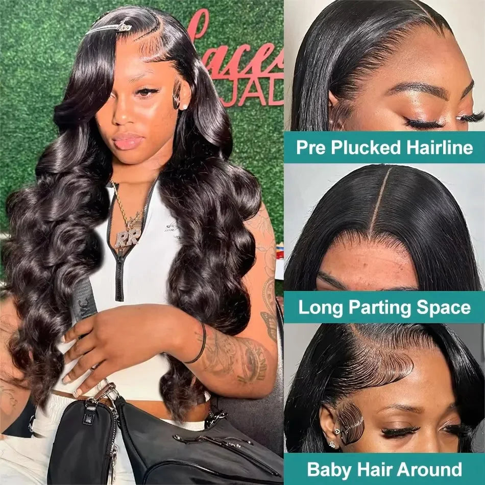 Black Body Wave 13x6 HD Lace Frontal Wig – 250% Density Wet & Wavy 13x4, 30 Inch