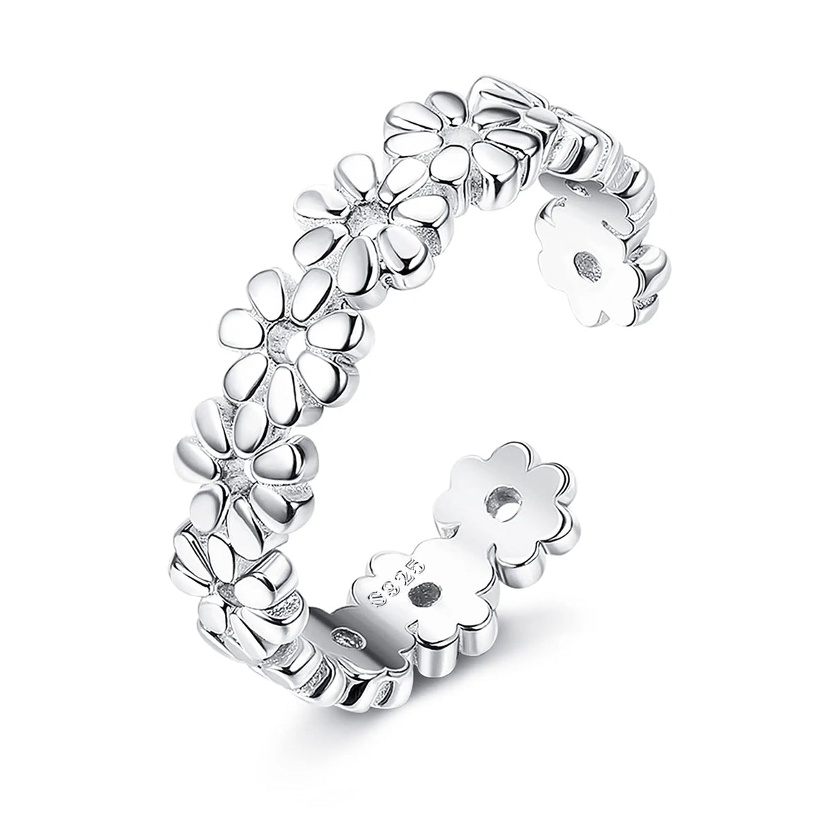 Fansilver S925 Sterling Silver Toe Rings for Women Adjustable White Gold Plated Flower Cz Snake Twist Opal Band Rings Jewelry