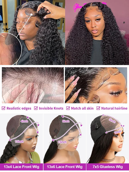 300% Density Deep Water Wave Curly Glueless HD Lace Wig – Vietnamese Hair 13x6 & 7x5
