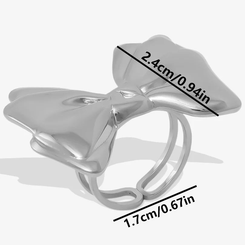 1Pc Stainless Steel Waterproof Women Personality Textured Chunky Open Rings Vintage Hollow Irregular Multi-layer Anillos Jewelry