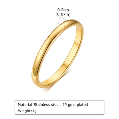 High Polished Stainless Steel Wedding Band Ring for Women Men 2/3/4/5/6mm Gold Plated Smooth Couple Rings Engagement Jewelry