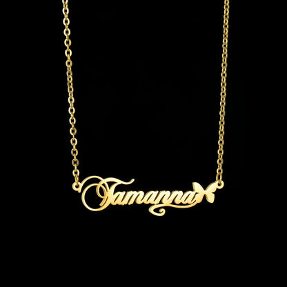Atoztide Custom Name Necklace for Women with Butterfly Personalized Stainless Steel Jewelry Nameplate Choker Chain Birthday Gift