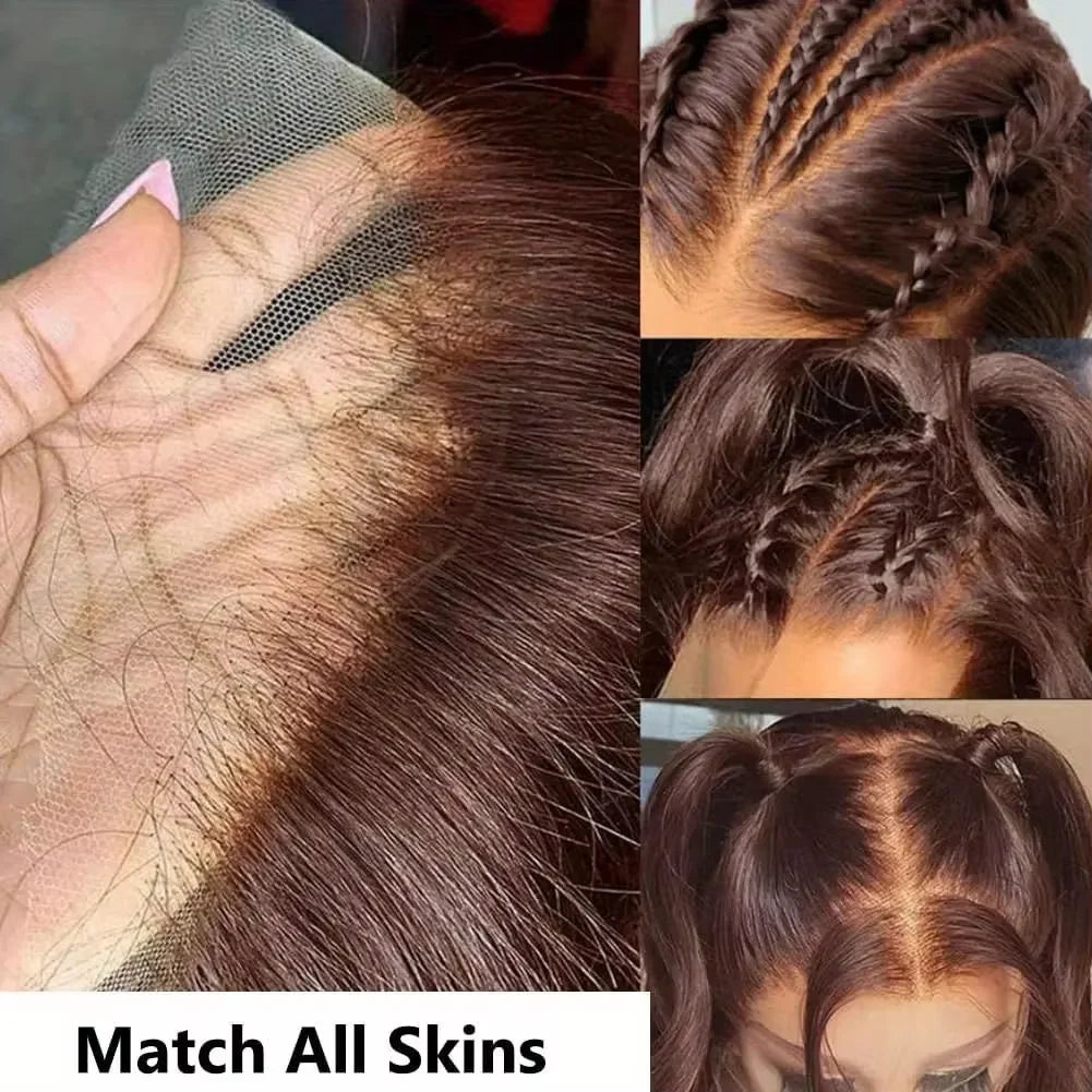 Chocolate Brown Body Wave HD Lace Front Wig – 13x4 & 13x6, 200% Density Pre-Plucked