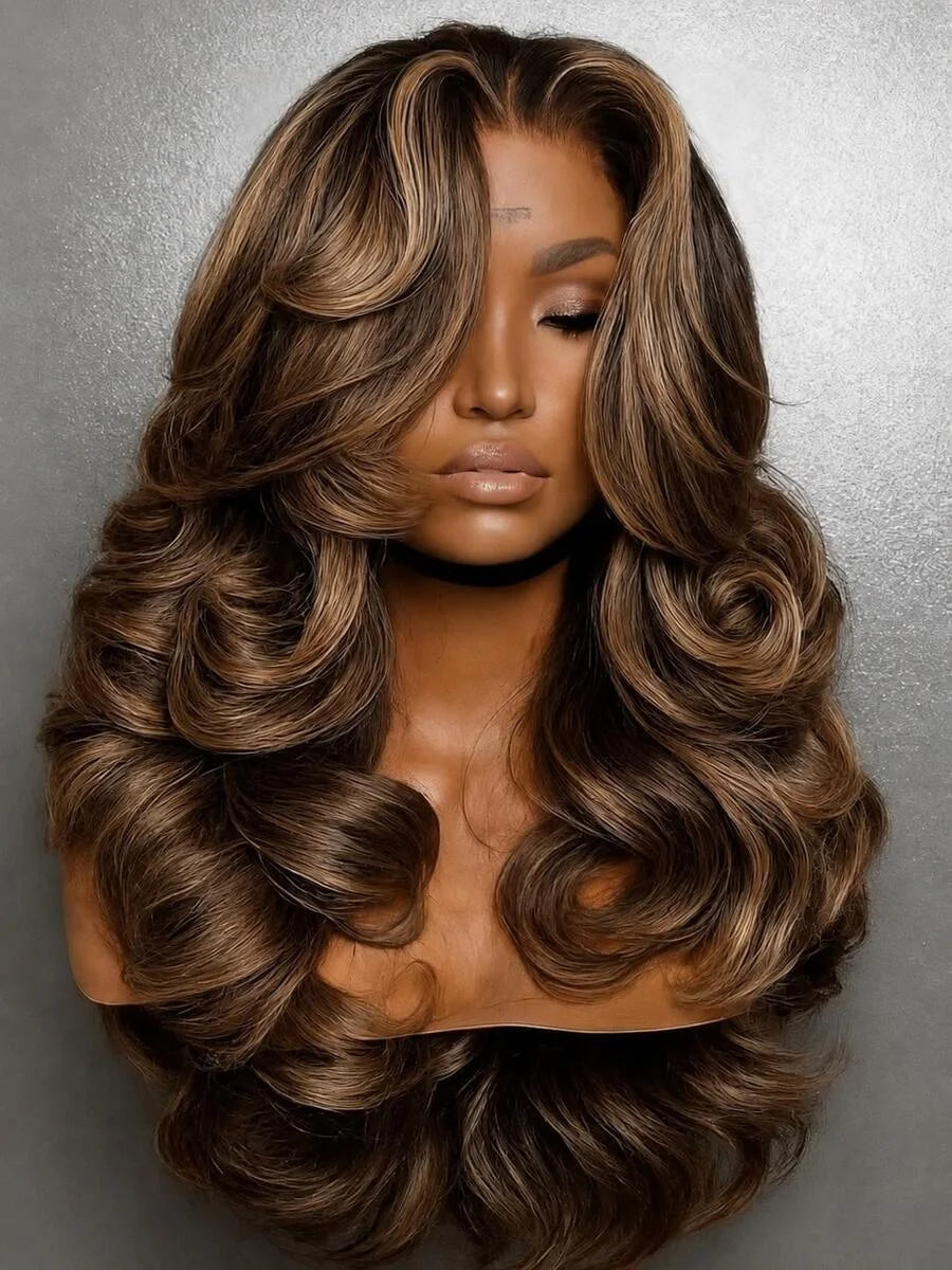4/27 Highlight Ombre Body Wave Lace Front Wig – Pre-Plucked 13x4 HD, 250% Density