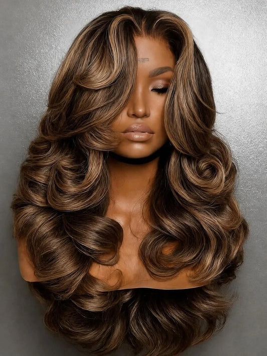 4/27 Highlight Ombre Body Wave Lace Front Wig – Pre-Plucked 13x4 HD, 250% Density