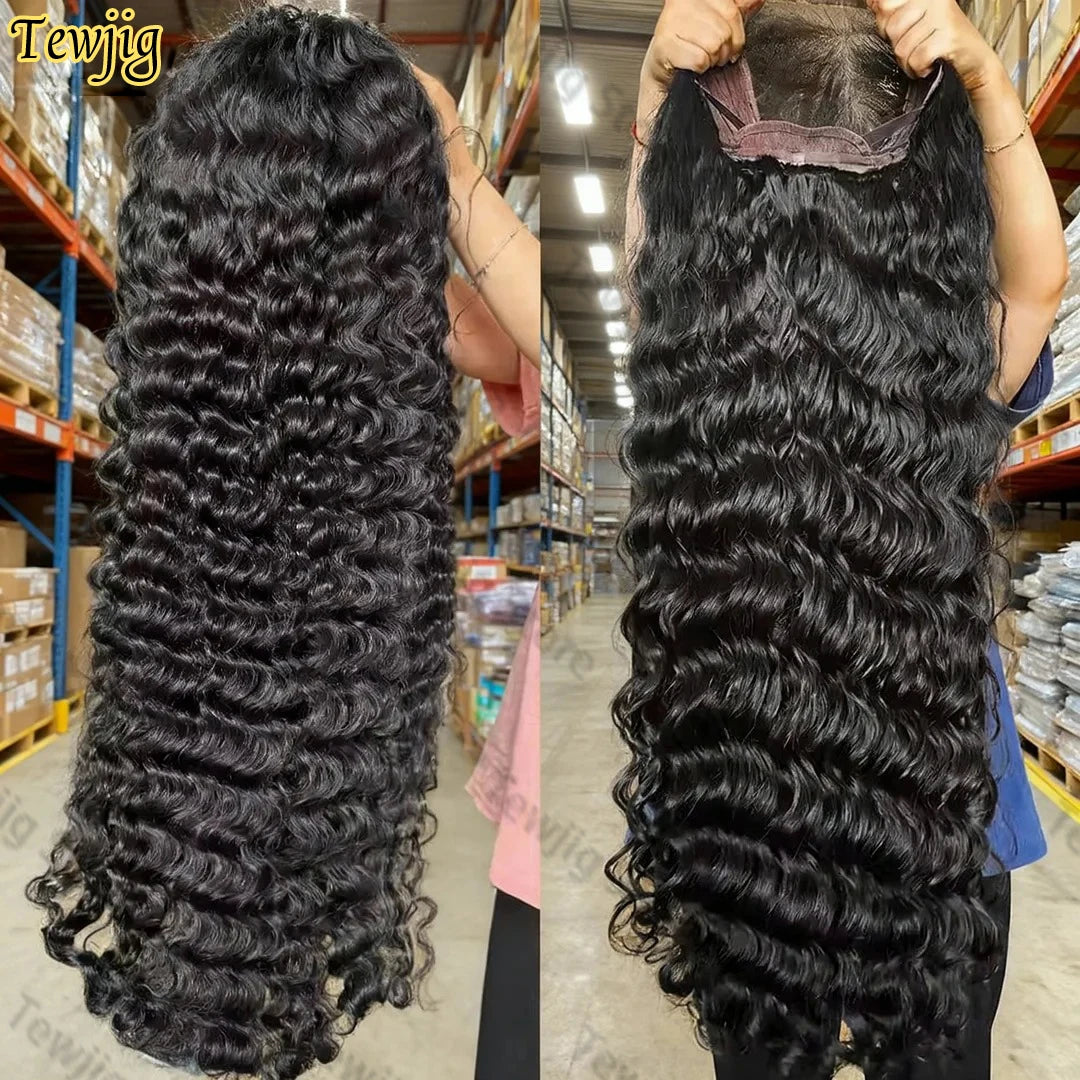 Deep Wave Curly 360 Full Lace & HD Lace Front Wig – Natural Black, 250%