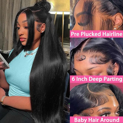 Glueless Bone Straight HD Lace Frontal Wig – 13x4, 13x6 & 5x5, Up to 42 Inch