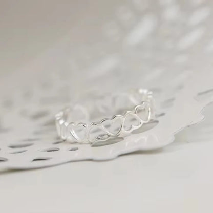 925 Sterling Silver Heart Open Rings For Women Hypoallergenic Fashion Girl Sterling-silver-jewelry