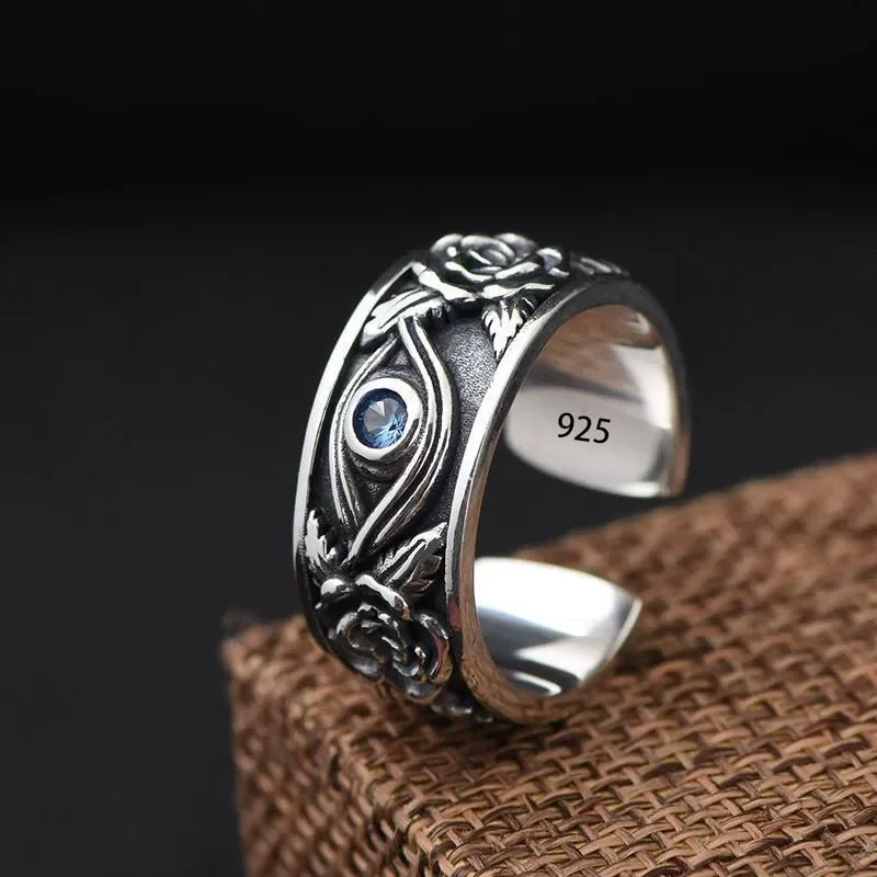 VENTFILLE 925 Sterling Silver Flower Lace Ring Korean Fashion Opening Inlaid CZ Adjustable Rings Valentine's Day Gift