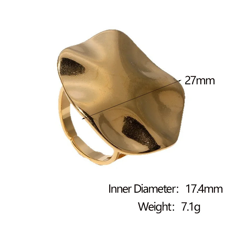 Vintage Stainless Steel Pleated Rings Woman And Men Jewelry Personalized Adjustable Opening Ring Couples Gift Items