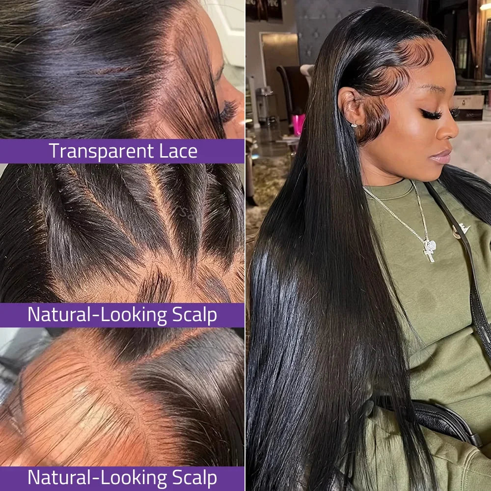 Bone Straight 13x6 HD Lace Frontal Wig – Pre-Plucked 200% Density, 30–40 Inch