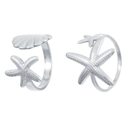 MHS.SUN Ocean Style Stainless Steel Starfish Shell Rings For Women Men Vintage Gold Plated Open Ring Summer Beach Jewelry