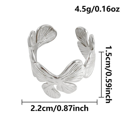 1Pc Stainless Steel Waterproof Women Personality Textured Chunky Open Rings Vintage Hollow Irregular Multi-layer Anillos Jewelry