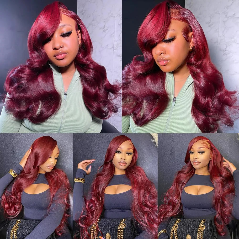 99J Burgundy Wine Red Body Wave HD Lace Front Wig – 13x6 & 13x4