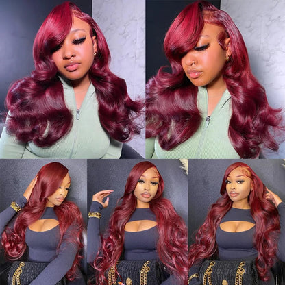 99J Burgundy Wine Red Body Wave HD Lace Front Wig – 13x6 & 13x4