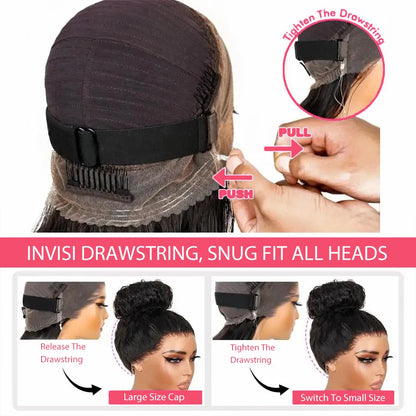 360 HD Full Lace Deep Wave Curly Wig – Invisible Strap Glueless, Pre-Plucked Water Wave
