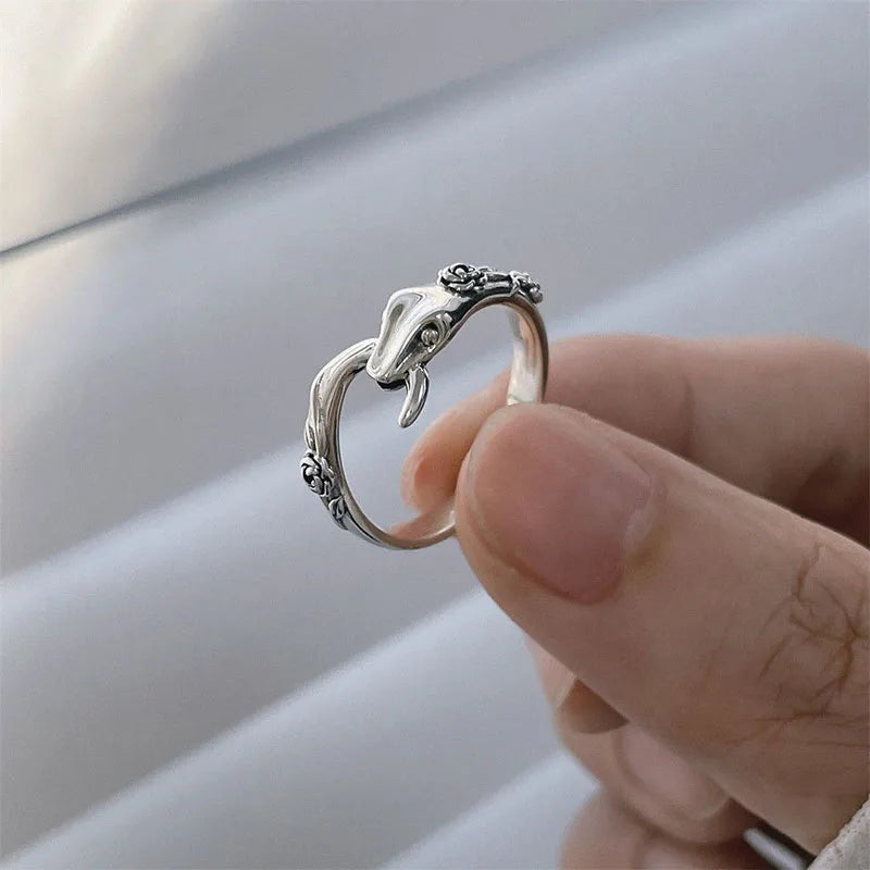 2pcs/set Trendy Snake Ring Adjustable Animal Rings Reptile for Men Women Fashion Punk Boy Girl Birthday Jewelry Gifts
