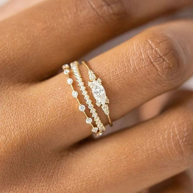 New INS Gold Color Noble Trend Dainty Rings For Women Entry Lux Zircon Midi Finger Rings For Female Anniversary Jewelry KAR229