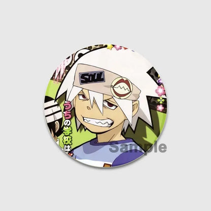 58MM Anime Soul Eater Pins Tinplate Brooch Figure Badge Handmade Brooches for Backpack Clothes Decoration Fashion Jewelry Gifts