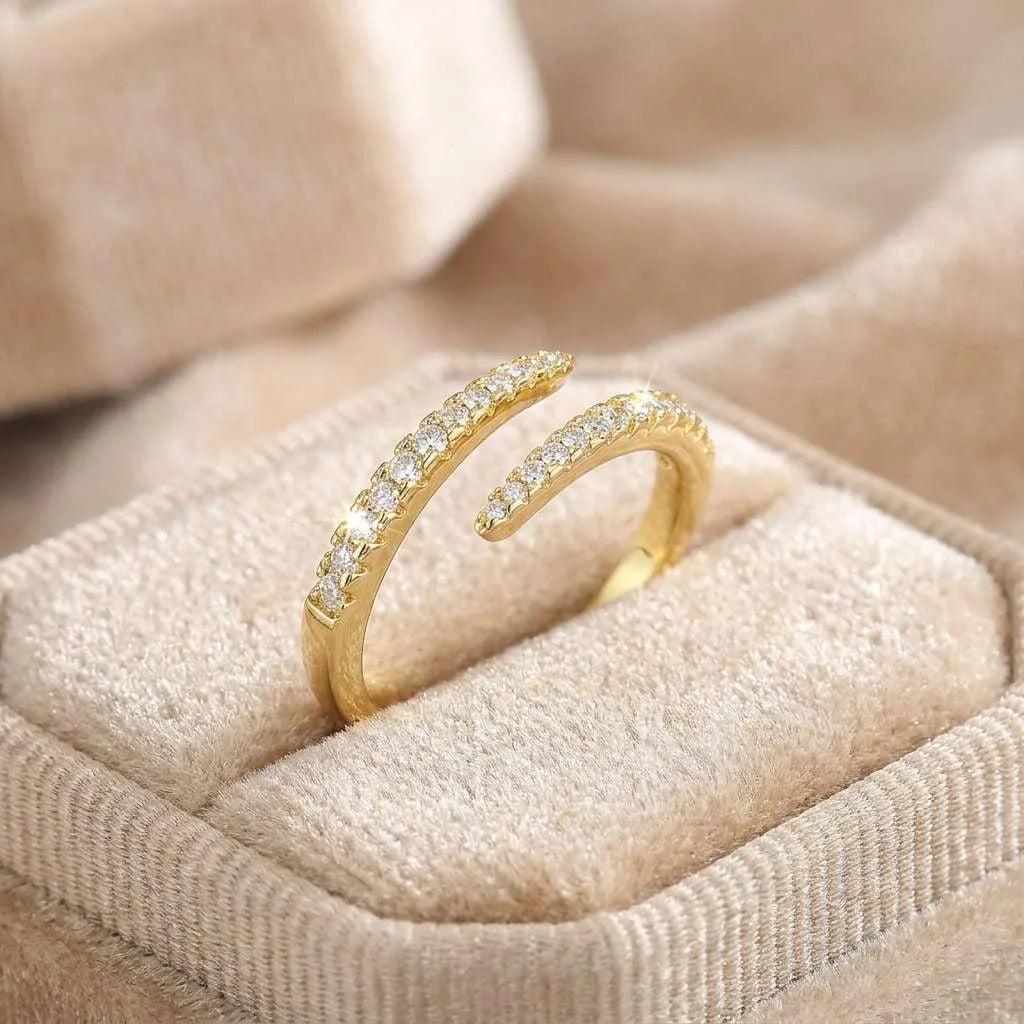 925 Sterling Silver Simple Stylish Opening Rings for Women Shiny Cubic Zirconia Finger Accessories New Trendy Delicate Jewelry