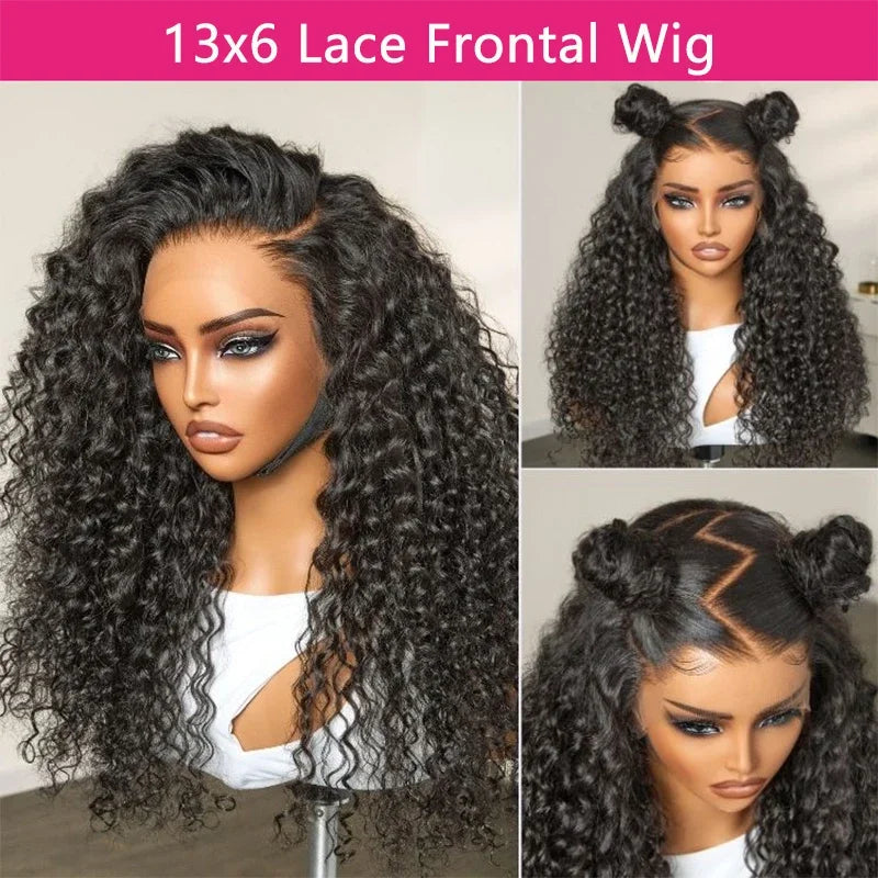 Malaysian Deep Wave Curly 13x6 HD Lace Frontal Wig – 250% Density Pre-Plucked, 34 Inch