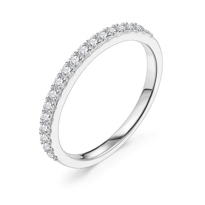 MINTYBOX Brilliant 1.5mm Moissanite Rings 925 Sterling Silver Half Eternity Ring for Women Stacking Engagement Band Fine Jewelry