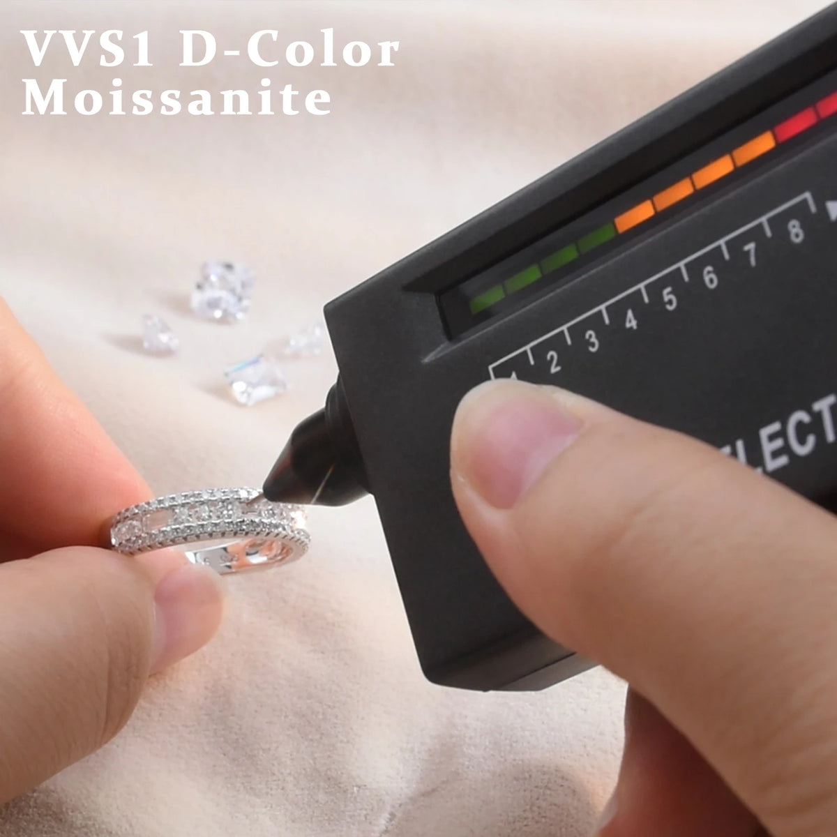 Newshe GRA Certified Moissanite Wedding Bands 925 Sterling Silver Yellow Gold Plated Promise Engagement Rings