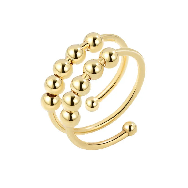 Fashion Fidget Spinner Ring Anxiety for Girls CZ Rose Flower Rotating Rings Demon Eyes Finger Ring Anti Stress Wedding Jewelry
