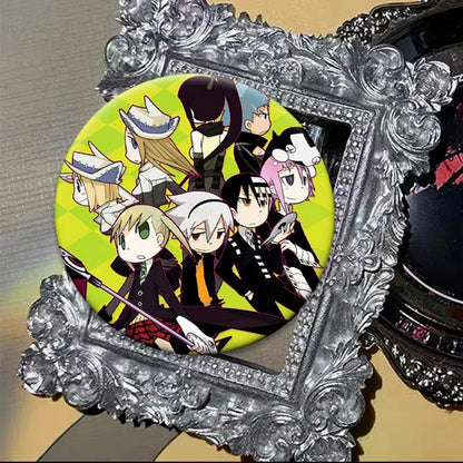Anime Soul Eater Pins Round Creative Cartoon Badges Handmade Tinplate Brooches for Backpack Accessorys Exquisite Gifts