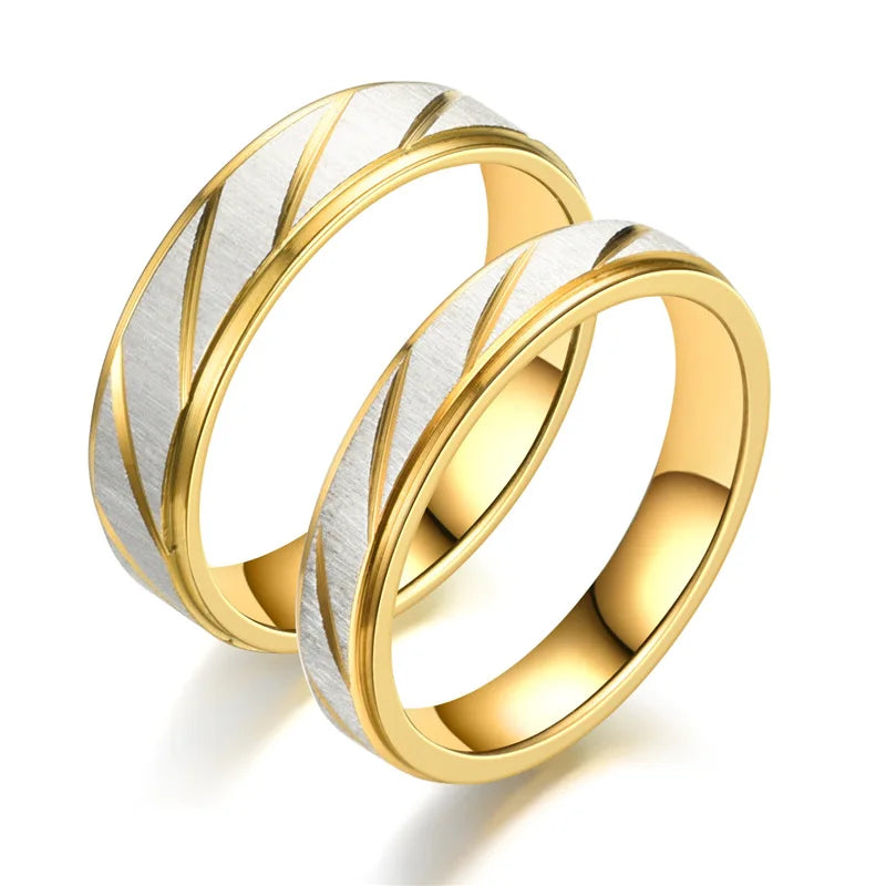 New Unique Wave Pattern Couple Rings For Men Women High Quality Stainless Steel Ring Engagement Wedding Rings Jewelry Gift
